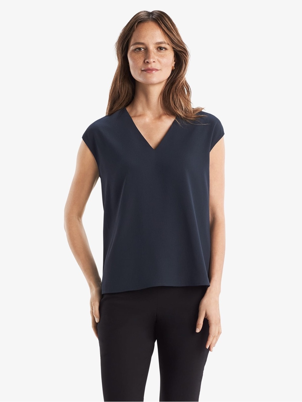 MM.LaFleur Joan Top in Dark Spruce V-Neck Eco Wave